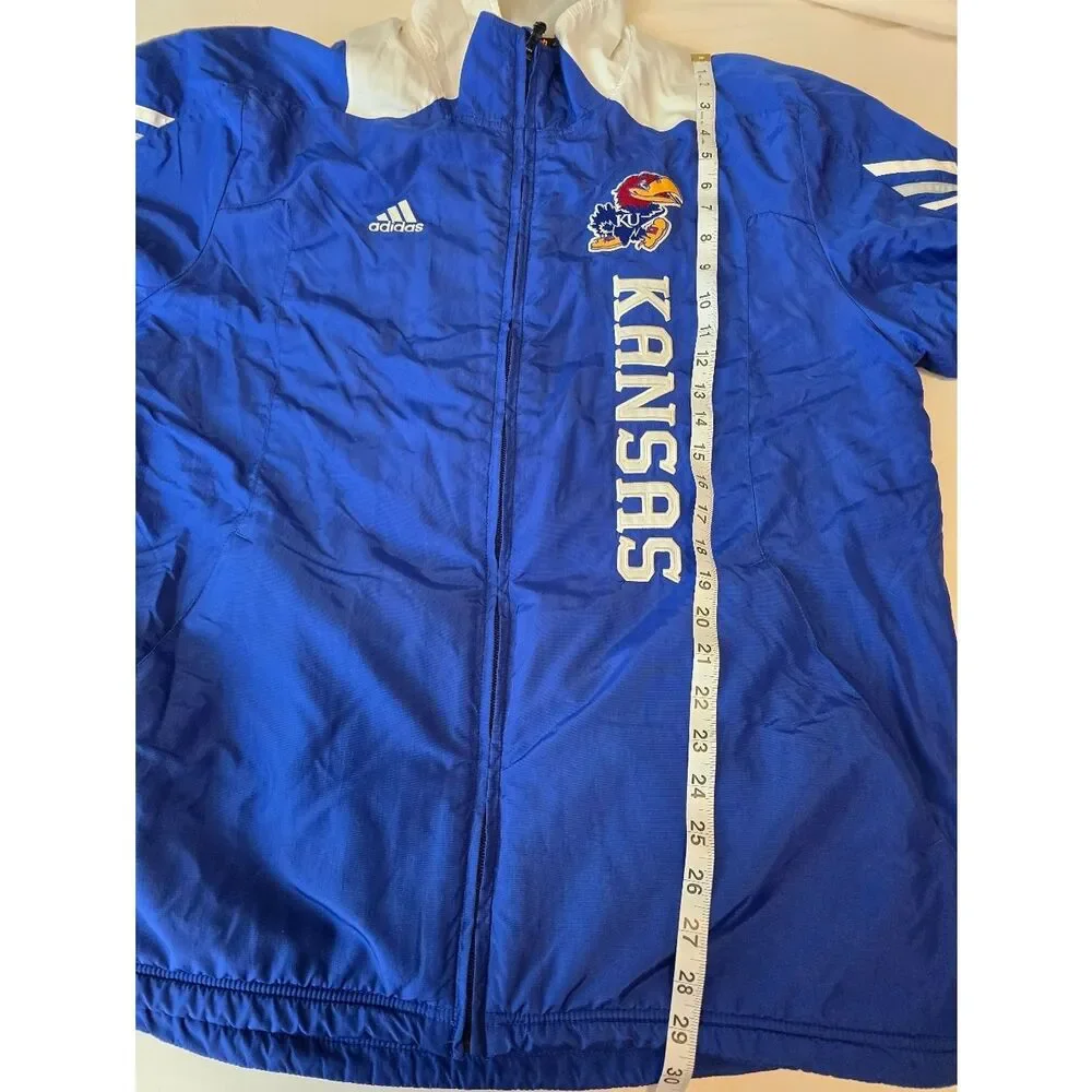 Adidas ClimaProof Kansas Jayhawks Jacket Mens M Blue Fleece Lined Full Zip KU